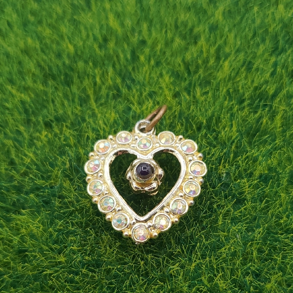Heart Pendant with Crystal Accents The Lords Prayer In Tiny Letters P339